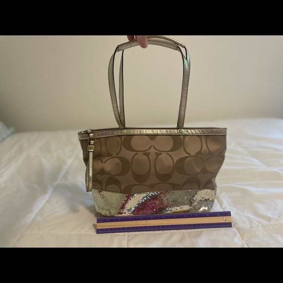 Authentic Gold/Sequin Coach Purse. - Picture 2 of 5